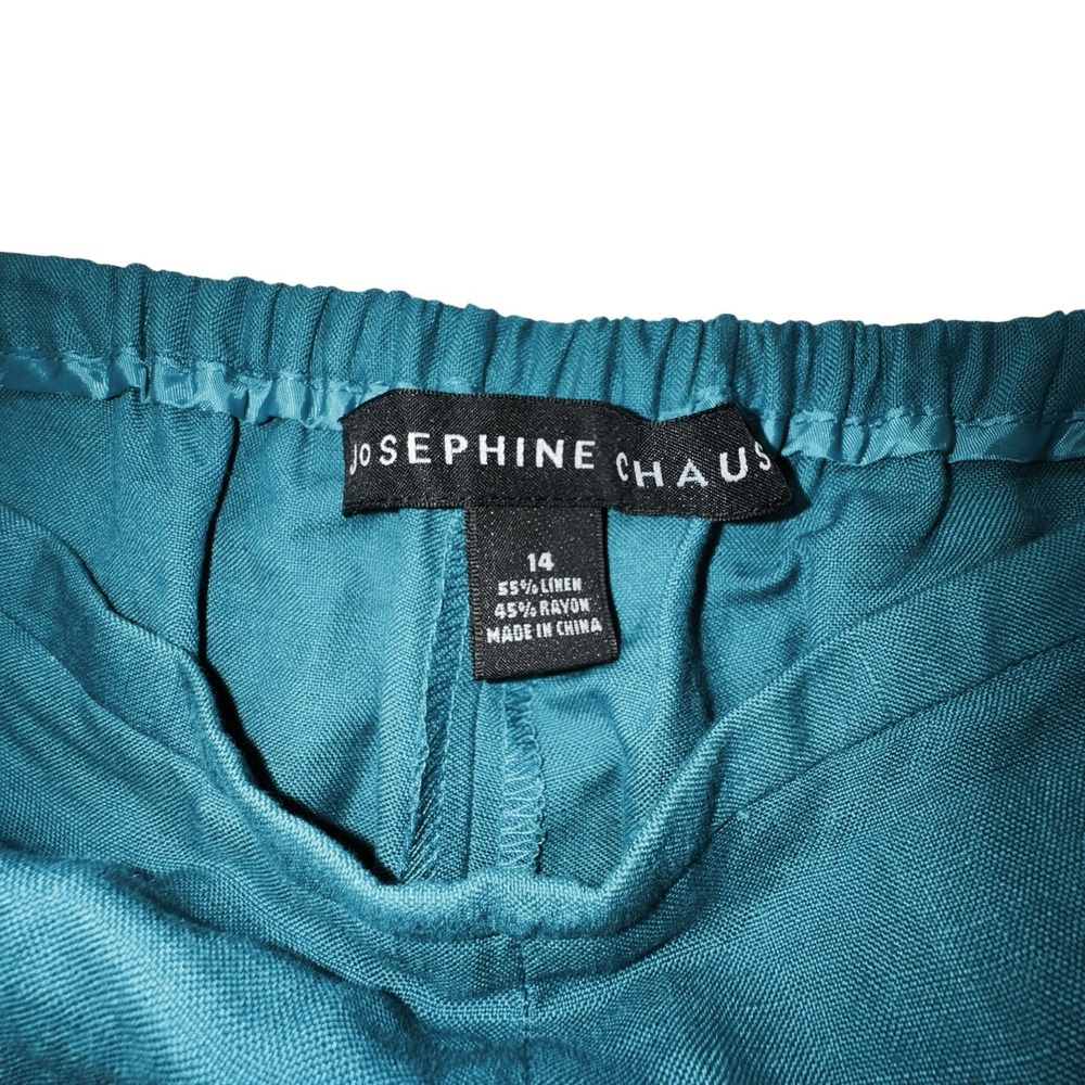 Josephine Chaus Tuscan Villa Linen Pants Tuscan Teal Color 463 Womens 14 NWT - Picture 7 of 11